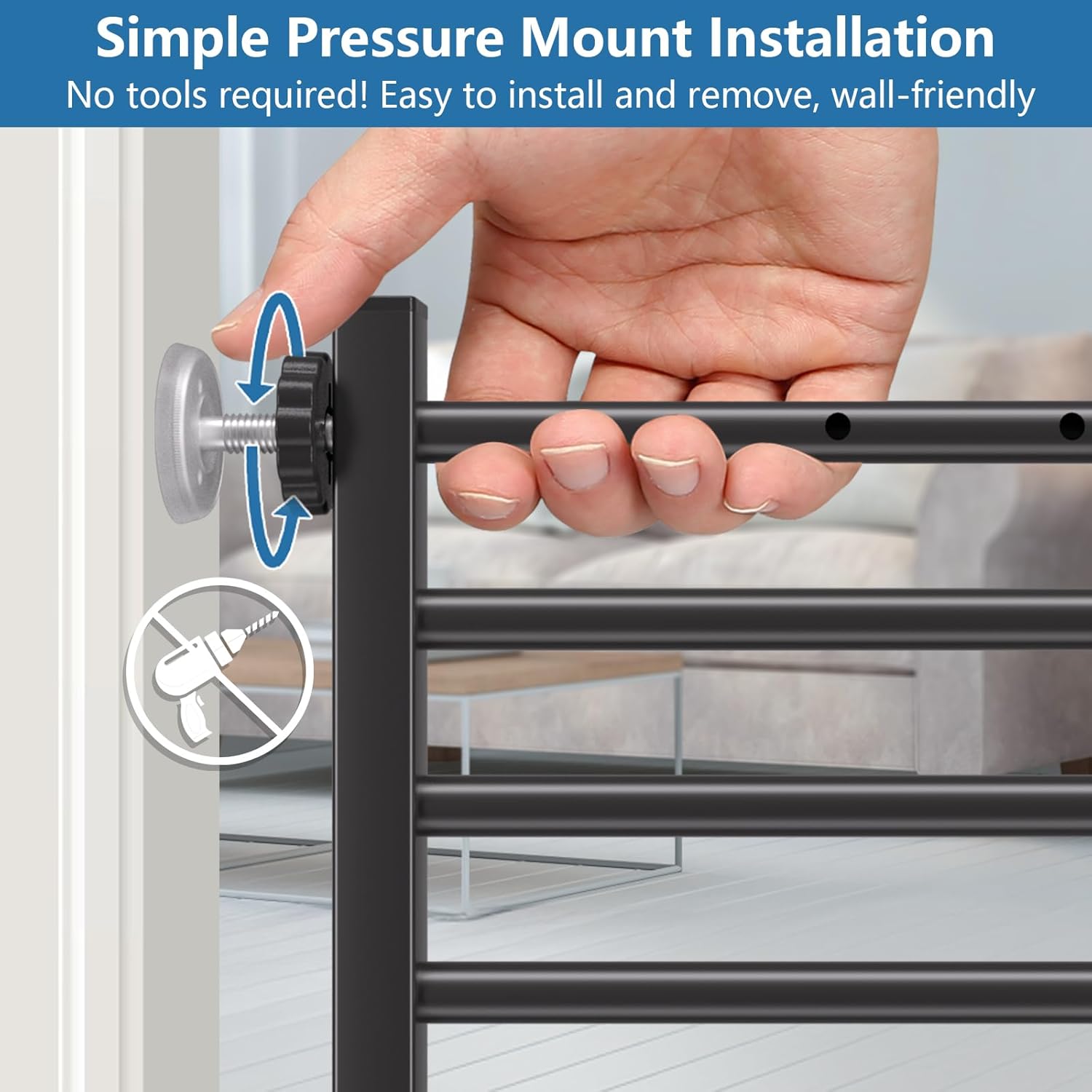 Malier Indoor Dog Gate with Door, 26-41 Extra Wide Full Metal Pet Gate Short Dog Gate for Stairs, Pressure Mount 14'' Tall Small Puppy Low Gate Easy Step Over for Doorways